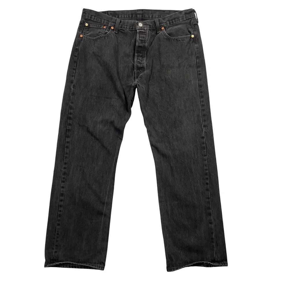 Levi's Mens 40x32 Black 501 Original Fit Straight Leg Button Fly Denim Jeans